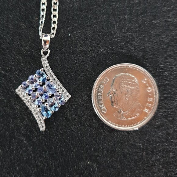 Elegant 2.2 CT Natural Tanzanite 925 Sterling Silver Minimalist Pendant Necklace - Picture 3 of 11